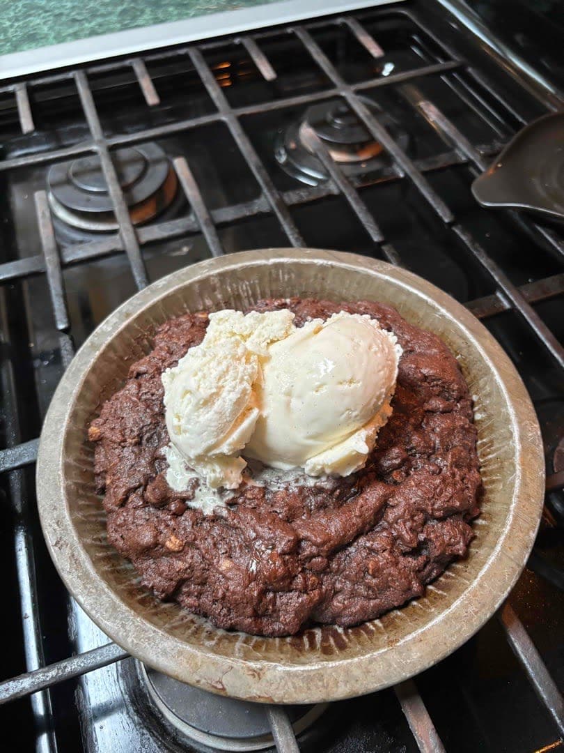 Healthy brownies and ice cream